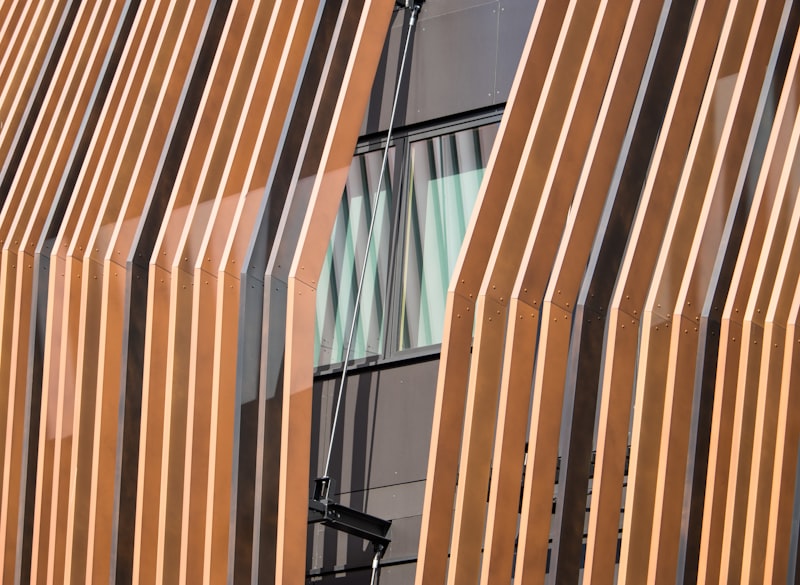 Wooden slat architectural facade